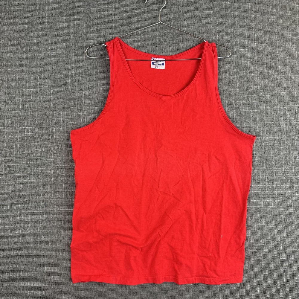 Vintage Hanes Beefy-T Shirt Mens XL Red Tank Top 100% Cotton Made USA 90s Gym‎